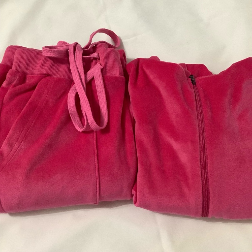Set sweatshirt and sweatpants in pink plush New Size M (0208)
